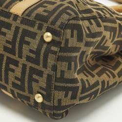 Pre Owned حقيبة ساتشل فندي ليندا جلد محكم وكانفاس زوكا تبغ/بني فاتح كبيرة