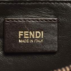 Pre Owned حقيبة ساتشل فندي ليندا جلد محكم وكانفاس زوكا تبغ/بني فاتح كبيرة