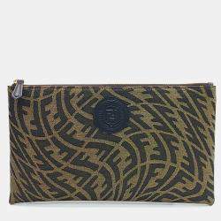 Pre Owned Fendi Brown Fabric clutch