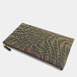 Pre Owned Fendi Brown Fabric clutch