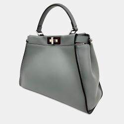 Pre Owned Fendi Grey Leather Peekaboo Regular