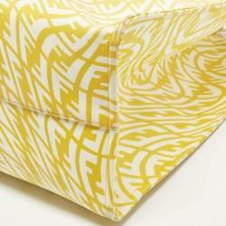 مملوكة مسبقًا حقيبة يد توتس فندي فيرتيجو إف إف مغلفة كانفاس أصفر/أبيض كبيرة مانيا