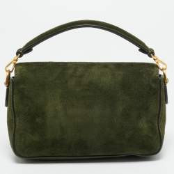 مملوكة مسبقًا Fendi Baguette Mini Green Suede Shoulder Bag