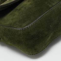 مملوكة مسبقًا Fendi Baguette Mini Green Suede Shoulder Bag