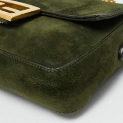 مملوكة مسبقًا Fendi Baguette Mini Green Suede Shoulder Bag