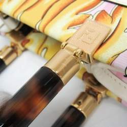 مملوكة مسبقًا Fendi Fendace Mini Sunshine Shopper Leather Coated Canvas Handbag Gold Pink White