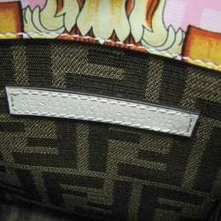 مملوكة مسبقًا Fendi Fendace Mini Sunshine Shopper Leather Coated Canvas Handbag Gold Pink White