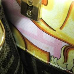 مملوكة مسبقًا Fendi Fendace Mini Sunshine Shopper Leather Coated Canvas Handbag Gold Pink White