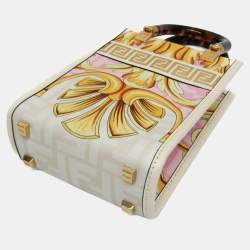 مملوكة مسبقًا Fendi Fendace Mini Sunshine Shopper Leather Coated Canvas Handbag Gold Pink White