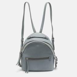 Pre Owned Fendi By The Way Mini Grey Leather Backpack