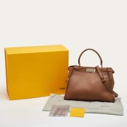 Pre Owned حقيبة فندي "بيكابو" متوسطة يد علوية جلد سيليريا بني