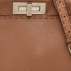 Pre Owned حقيبة فندي "بيكابو" متوسطة يد علوية جلد سيليريا بني