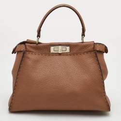 Pre Owned حقيبة فندي "بيكابو" متوسطة يد علوية جلد سيليريا بني