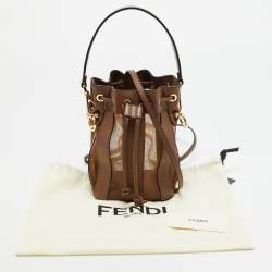 مملوكة مسبقًا Fendi Mon Tresor Pequin Mini Brown Mesh and Leather Bucket Bag