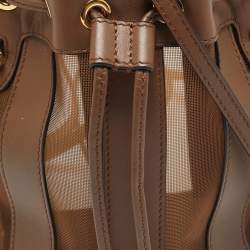 مملوكة مسبقًا Fendi Mon Tresor Pequin Mini Brown Mesh and Leather Bucket Bag