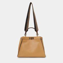 مملوكة مسبقًا Fendi Brown Leather Peekaboo Medium Bag With Strap