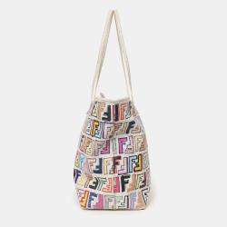 مملوكة مسبقًا Fendi White/Multicolour Zucca Spalmati Roll Tote