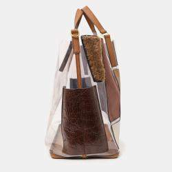 مملوكة مسبقًا حقيبة يد فندي فوريفر جيب رقعة بنية فينيل/جلد/فراء