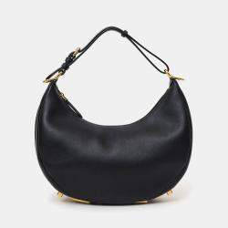 مملوكة مسبقًا حقيبة كتف فندي فنديغرافي جلد أسود صغيرة