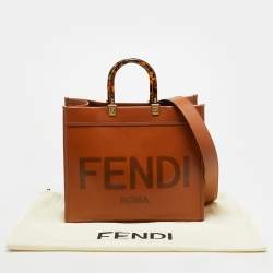 مملوكة مسبقًا حقيبة تسوق فندي صن شاين جلد بني متوسطة