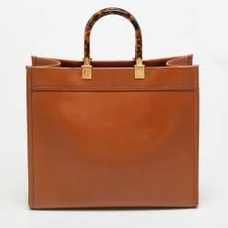 مملوكة مسبقًا حقيبة تسوق فندي صن شاين جلد بني متوسطة