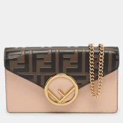 مملوكة مسبقًا Fendi F is Fendi Pink/Brown FF Embossed Leather Belt Bag