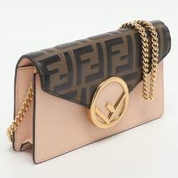 مملوكة مسبقًا Fendi F is Fendi Pink/Brown FF Embossed Leather Belt Bag