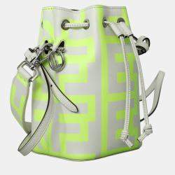 Pre Owned Fendi X Marc Jacobs Mon Tresor Green, White Suede Mini Bucket Bag