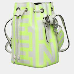 Pre Owned Fendi X Marc Jacobs Mon Tresor Green, White Suede Mini Bucket Bag