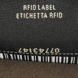 Pre Owned Fendi Logo Zip Grey/Black Zucca Velvet Flat Wristlet Clutch