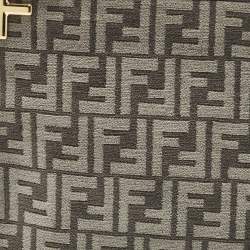 Pre Owned Fendi Logo Zip Grey/Black Zucca Velvet Flat Wristlet Clutch