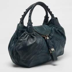 Pre Owned حقيبة هوغو فندي جلد متين أخضر داكن