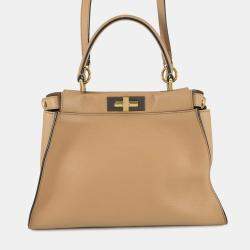 Pre Owned شنطة فندي بيكابو بنية جلد حجم عادي