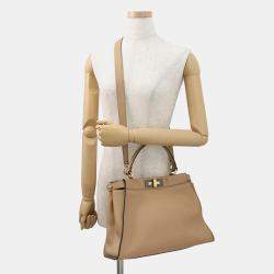 Pre Owned شنطة فندي بيكابو بنية جلد حجم عادي