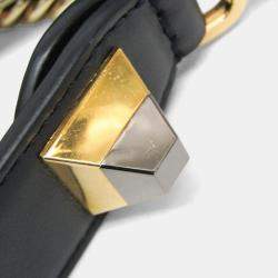 Pre Owned حقيبة كتف جلدية مخملية فندي كان آي أزرق فاتح كحلي أصفر