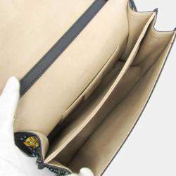 Pre Owned حقيبة كتف جلدية مخملية فندي كان آي أزرق فاتح كحلي أصفر