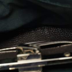 Pre Owned Fendi Whipstitch Peekaboo Small Dark Green Leather and Snakeskin Top Handle Bag