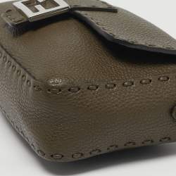 مملوكة مسبقًا حقيبة كتف فندي باغيت سيليريا جلد بني زيتوني