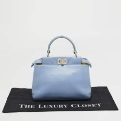 Pre Owned حقيبة بيد علوية فندي بيكابو جلد أزرق سمائي صغيرة