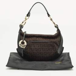 مملوكة مسبقًا حقيبة فندي بوكيت شيف كانفاس زوكينو وجلد سوداء