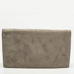 Pre Owned Fendi Logo Beige/Light Pink Plexiglass and Suede Clutch Bag