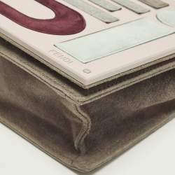 Pre Owned Fendi Logo Beige/Light Pink Plexiglass and Suede Clutch Bag