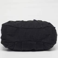 Pre Owned حقيبة كتف فندي ميا كبيرة قماش زوكا جلد وبراءات جلدية سوداء