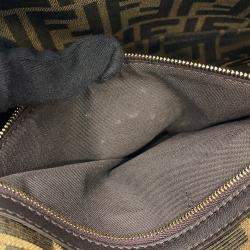 Pre Owned Fendi Zucca Mamma Bucket 2-Way Shoulder Bag Brown/Neon Yellow Canvas Size Large