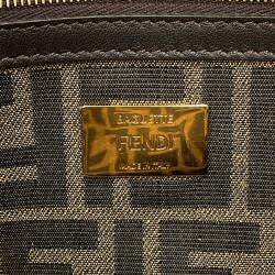 Pre Owned Fendi Zucca Mamma Bucket 2-Way Shoulder Bag Brown/Neon Yellow Canvas Size Large