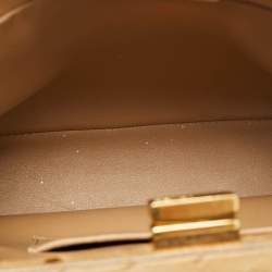 Pre Owned Fendi Peekaboo Mini Beige Ostrich Leather Top Handle Bag