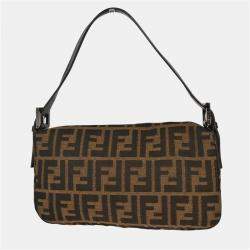 Pre Owned Fendi Brown Zucca Baguette Handbag