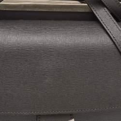 Pre Owned Fendi Demi Jour Small Grey Leather Top Handle Bag
