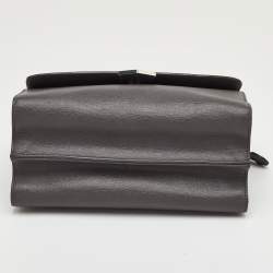 Pre Owned Fendi Demi Jour Small Grey Leather Top Handle Bag