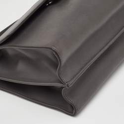 Pre Owned Fendi Demi Jour Small Grey Leather Top Handle Bag